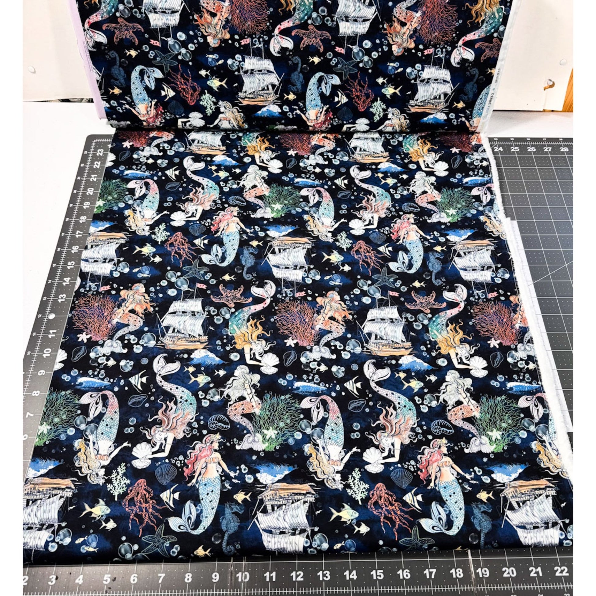 Ocean Song Mermaid Fabric 54693 - 2 Deep Sea A Mermaid's Tale - Mary Jo Fabrics