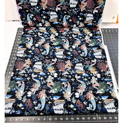 Ocean Song Mermaid Fabric 54693 - 2 Deep Sea A Mermaid's Tale - Mary Jo Fabrics