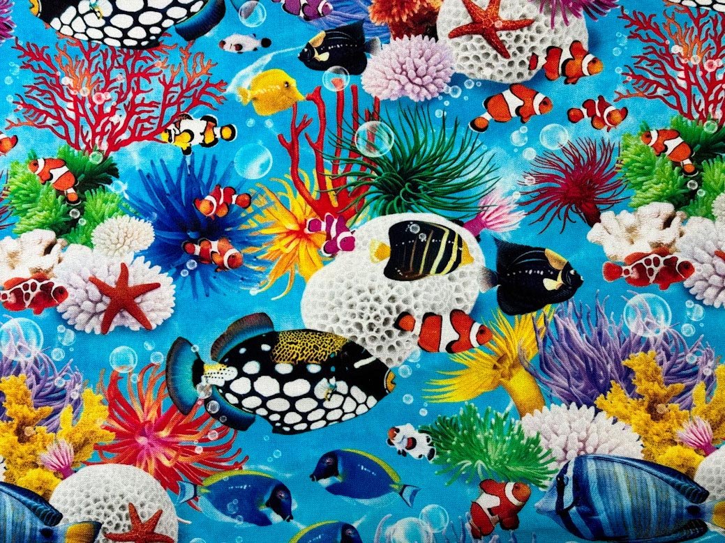 Ocean story fish fabric 2123 Nemo Ocean fabric - Mary Jo Fabrics