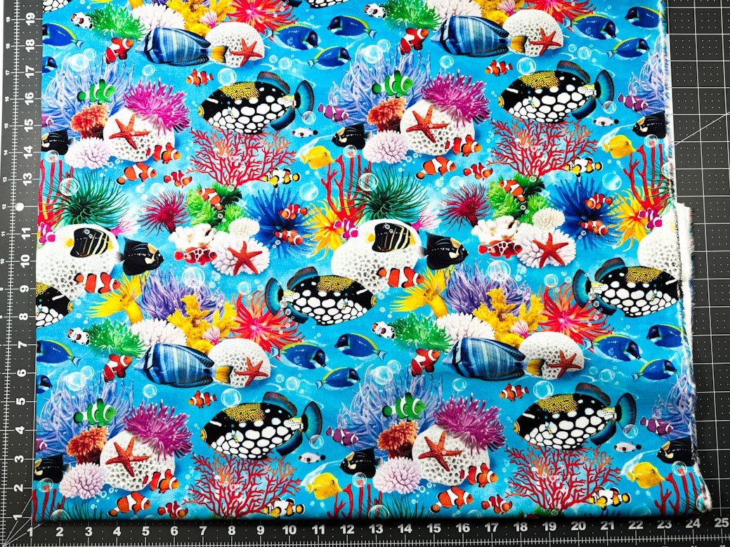 Ocean story fish fabric 2123 Nemo Ocean fabric - Mary Jo Fabrics