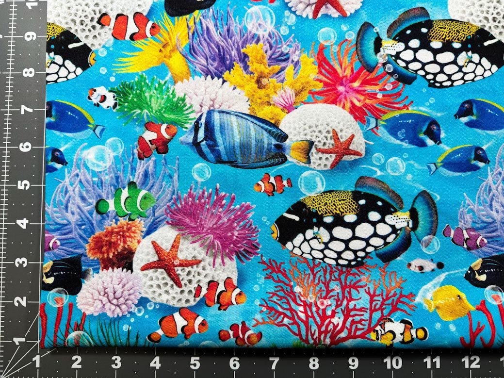 Ocean story fish fabric 2123 Nemo Ocean fabric - Mary Jo Fabrics