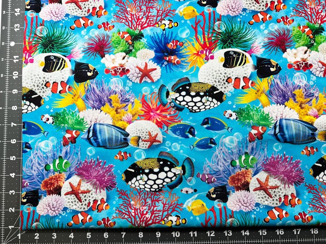 Ocean story fish fabric 2123 Nemo Ocean fabric - Mary Jo Fabrics