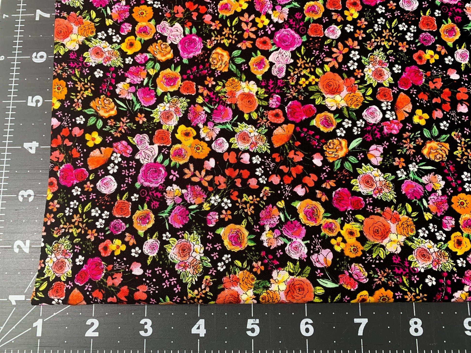 Orange and Pink flower fabric C8934 Gail floral fabric - Mary Jo Fabrics