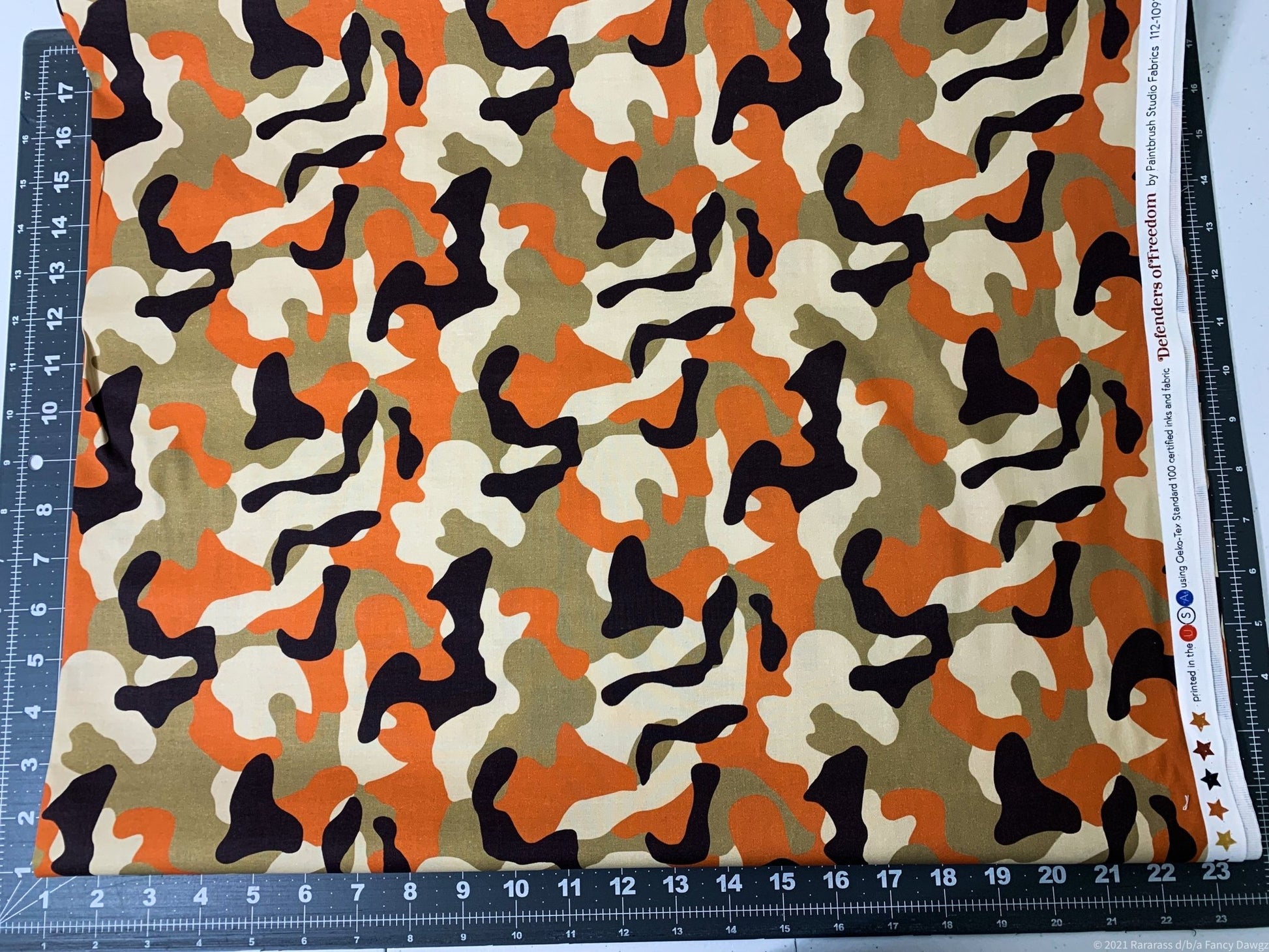 Orange Desert Camouflage fabric10861 Defender of Freedom Camo - Mary Jo Fabrics