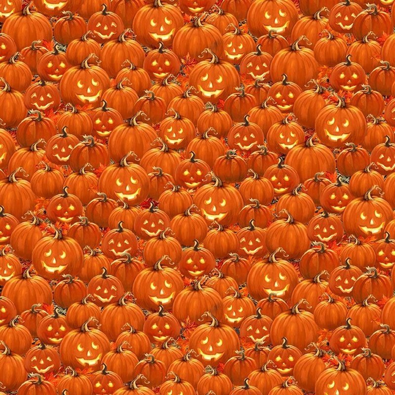 Orange Pumpkin fabric CD4181 Jack O Lantern Halloween fabric - Mary Jo Fabrics