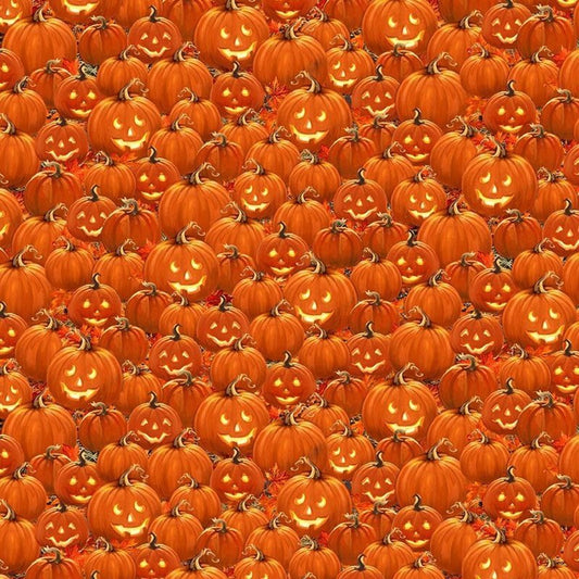 Orange Pumpkin fabric CD4181 Jack O Lantern Halloween fabric - Mary Jo Fabrics