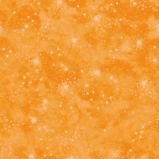 Orange Stars Cotton FLANNEL 44-8016 Space Flannel - Mary Jo Fabrics