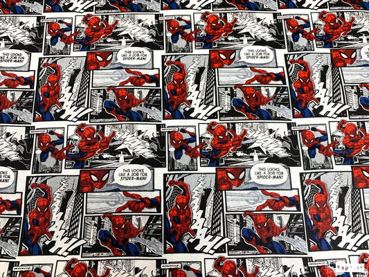 Packed Comic Spiderman fabric Spider Man cotton fabric - Mary Jo Fabrics