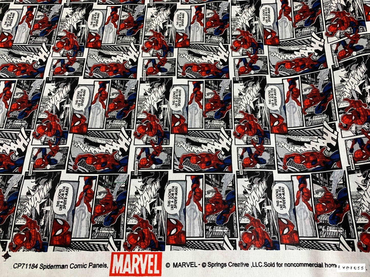 Packed Comic Spiderman fabric Spider Man cotton fabric - Mary Jo Fabrics