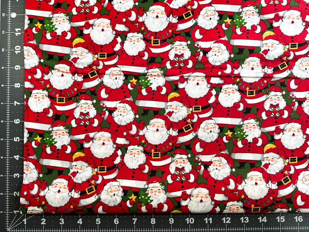 Packed Jolly Santa fabric 7447 Christmas cotton fabric - Mary Jo Fabrics