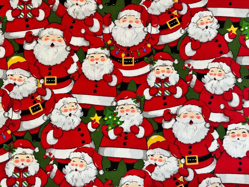 Packed Jolly Santa fabric 7447 Christmas cotton fabric - Mary Jo Fabrics