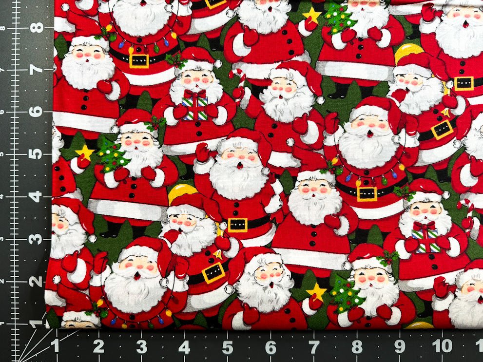 Packed Jolly Santa fabric 7447 Christmas cotton fabric - Mary Jo Fabrics