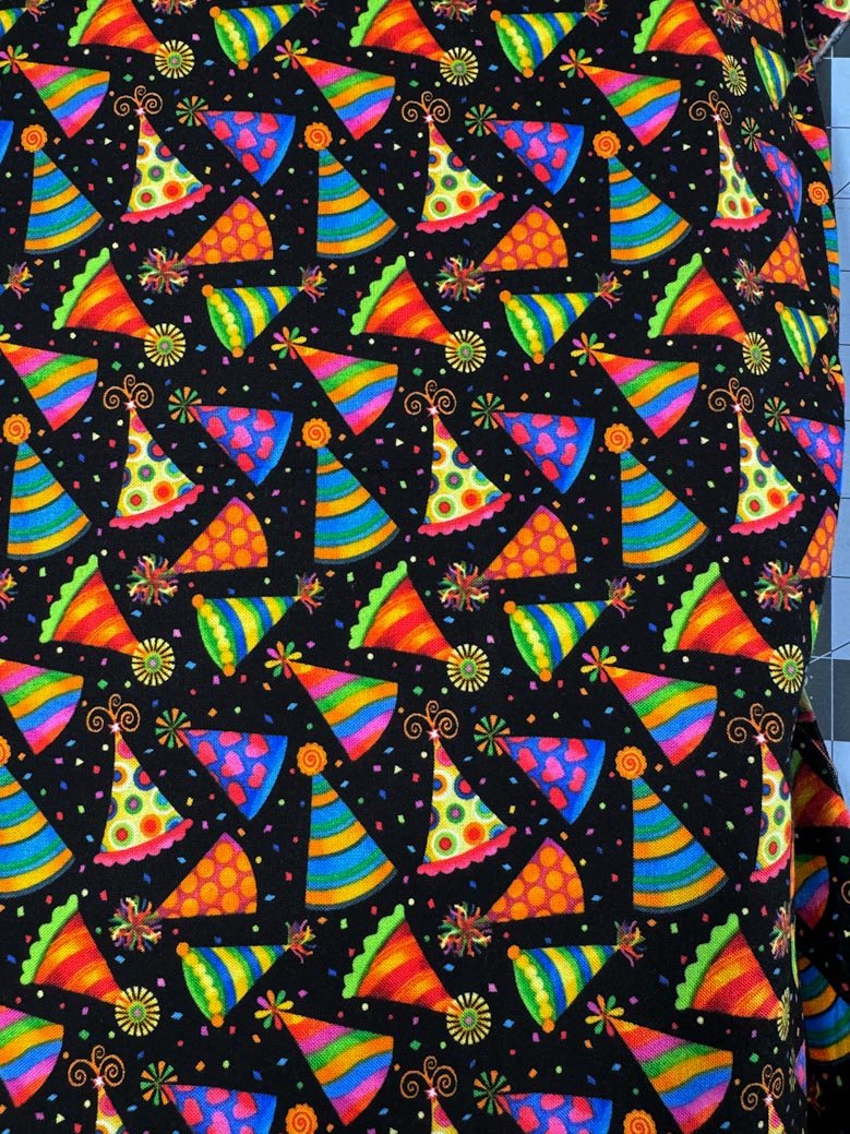 Party time fabric Happy Birthday hats - Mary Jo Fabrics