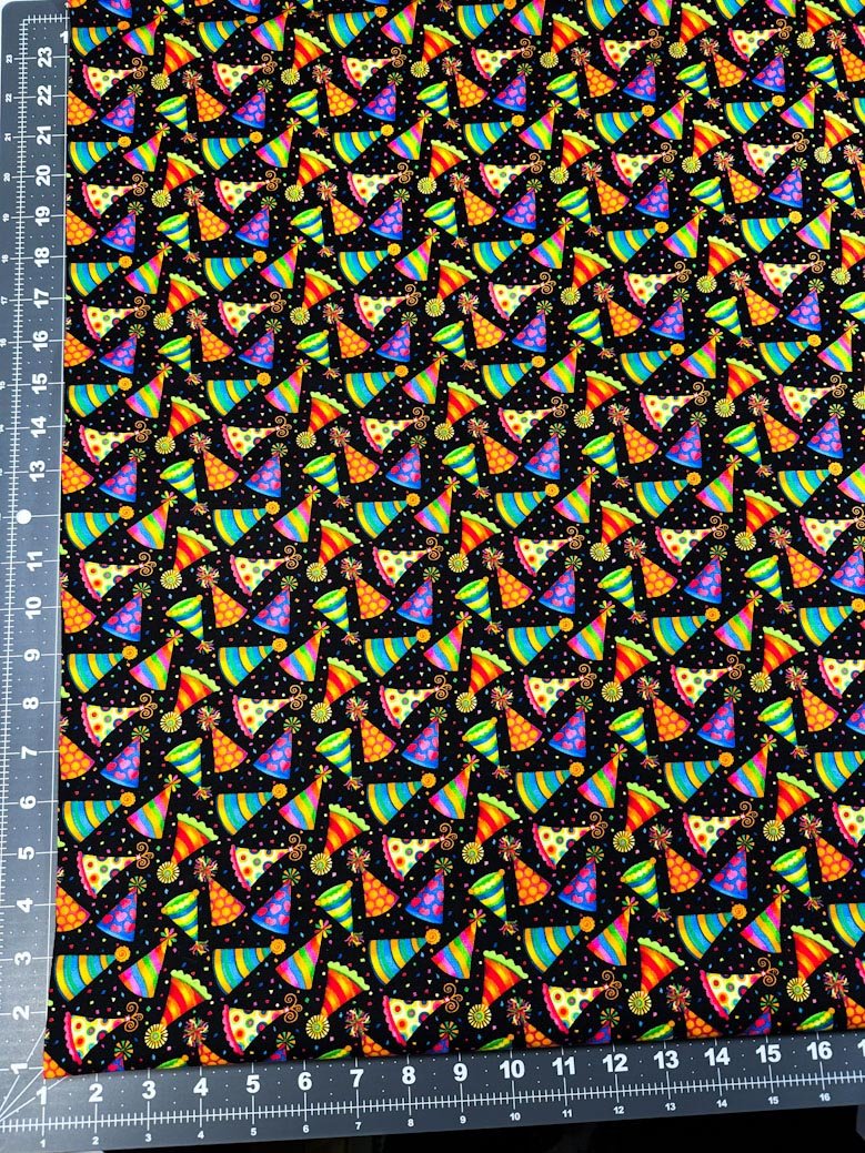 Party time fabric Happy Birthday hats - Mary Jo Fabrics