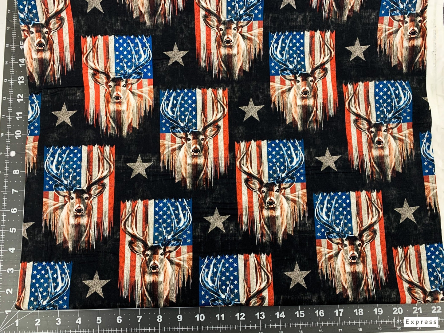 Patriotic Deer fabric 3139 American flag fabric - Mary Jo Fabrics