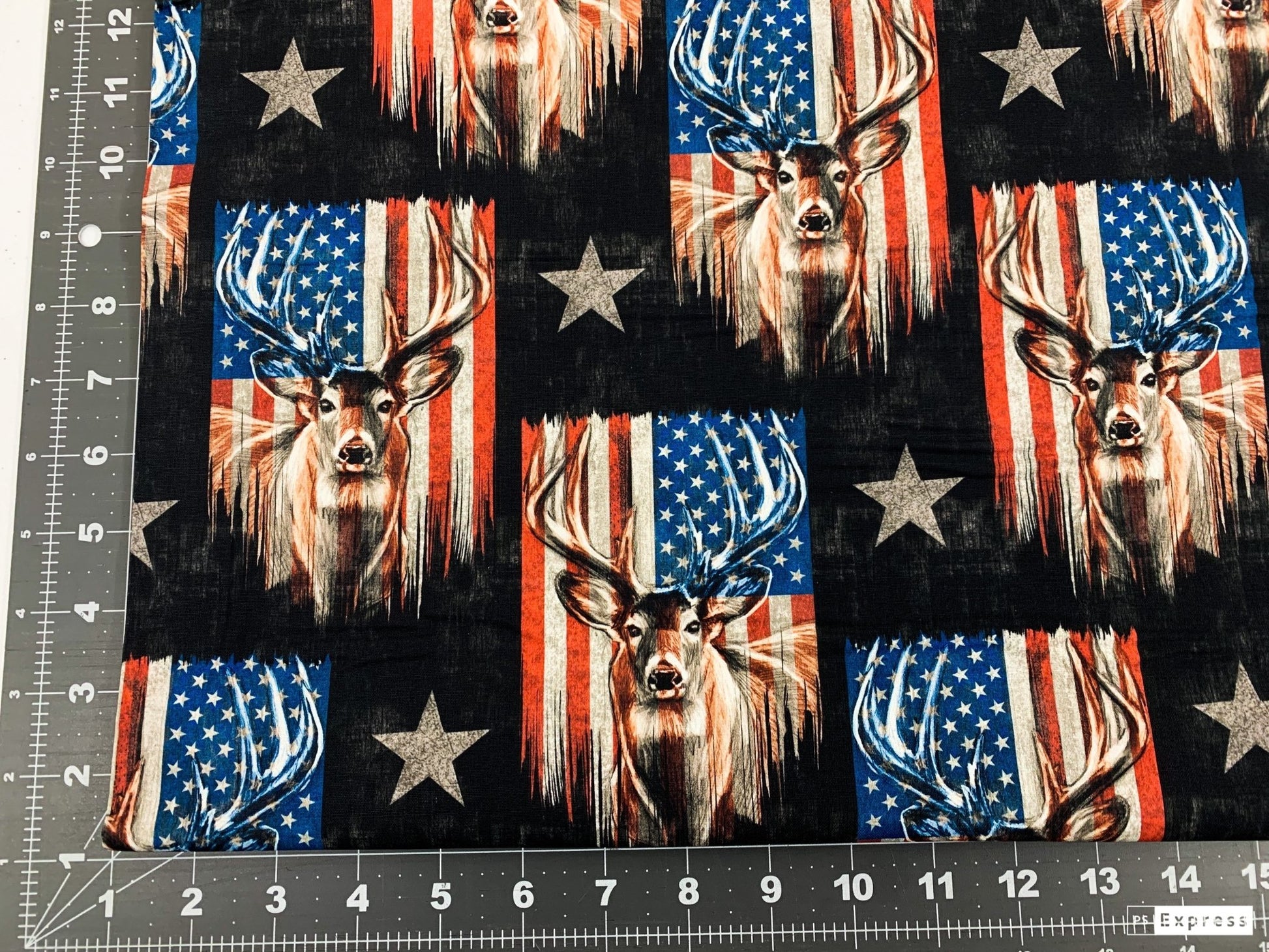 Patriotic Deer fabric 3139 American flag fabric - Mary Jo Fabrics