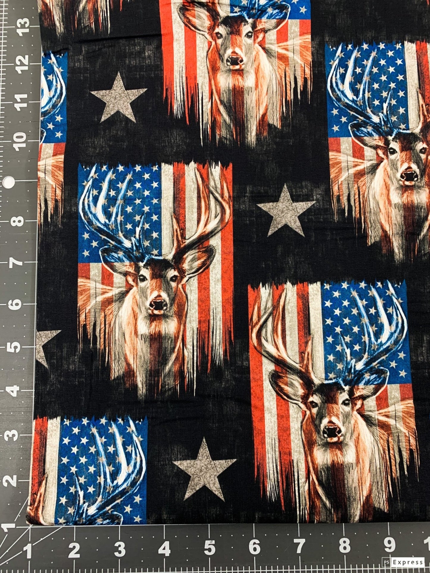 Patriotic Deer fabric 3139 American flag fabric - Mary Jo Fabrics