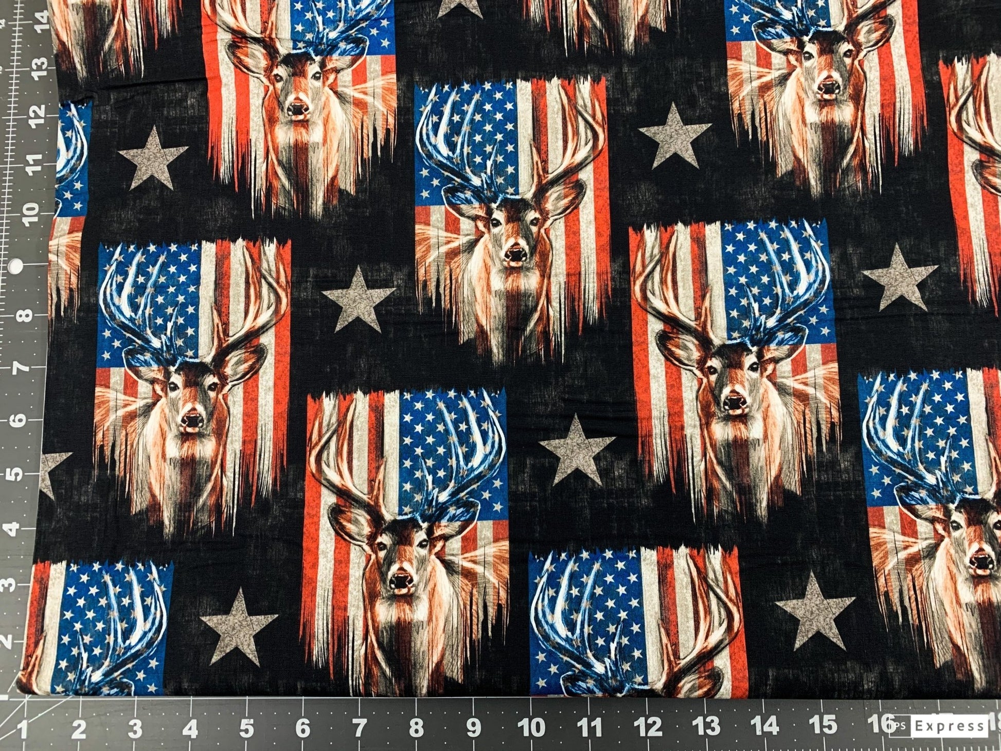 Patriotic Deer fabric 3139 American flag fabric - Mary Jo Fabrics