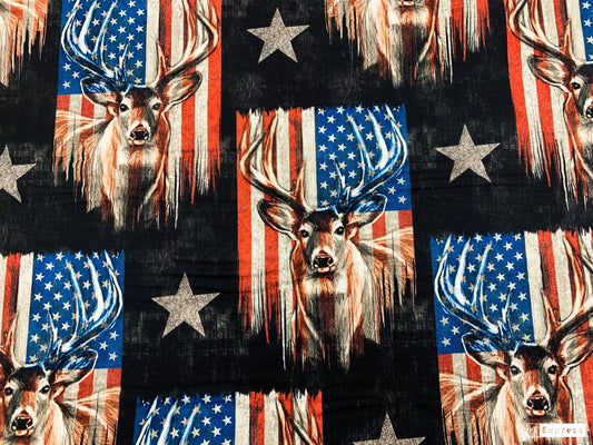 Patriotic Deer fabric 3139 American flag fabric - Mary Jo Fabrics