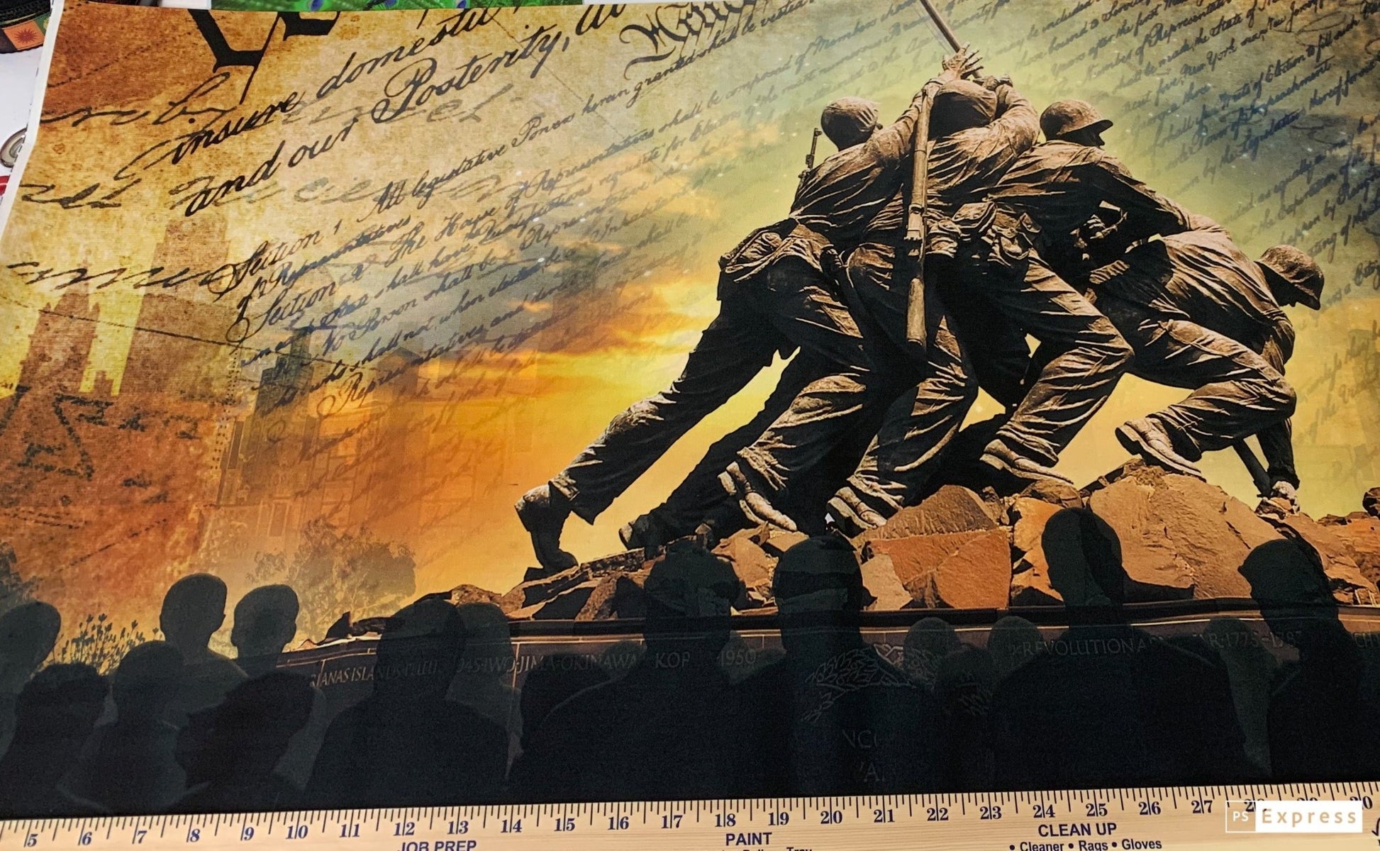 Patriotic Quilt panel 35.5" x 44" Quilt of Valor fabric 3780 Liberty panel Iwo Jima - Mary Jo Fabrics