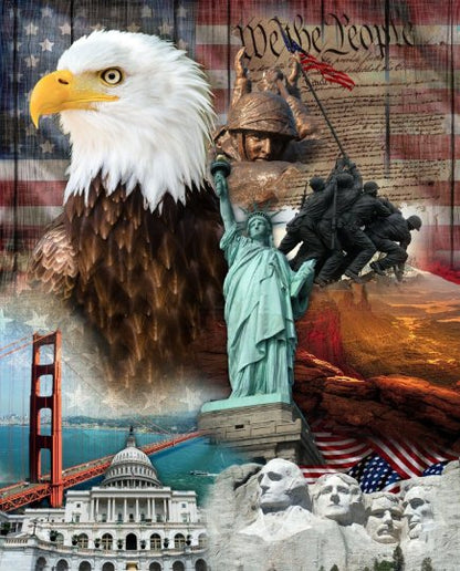 Patriotic Quilt Panel 35.5" x 44" Quilt of Valor fabric panel Military fabric - Mary Jo Fabrics