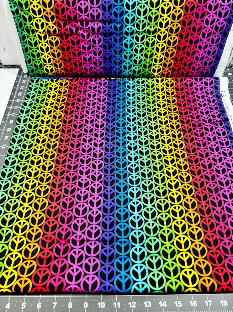 Love to all Peace signs cotton fabric rainbow peace fabric
