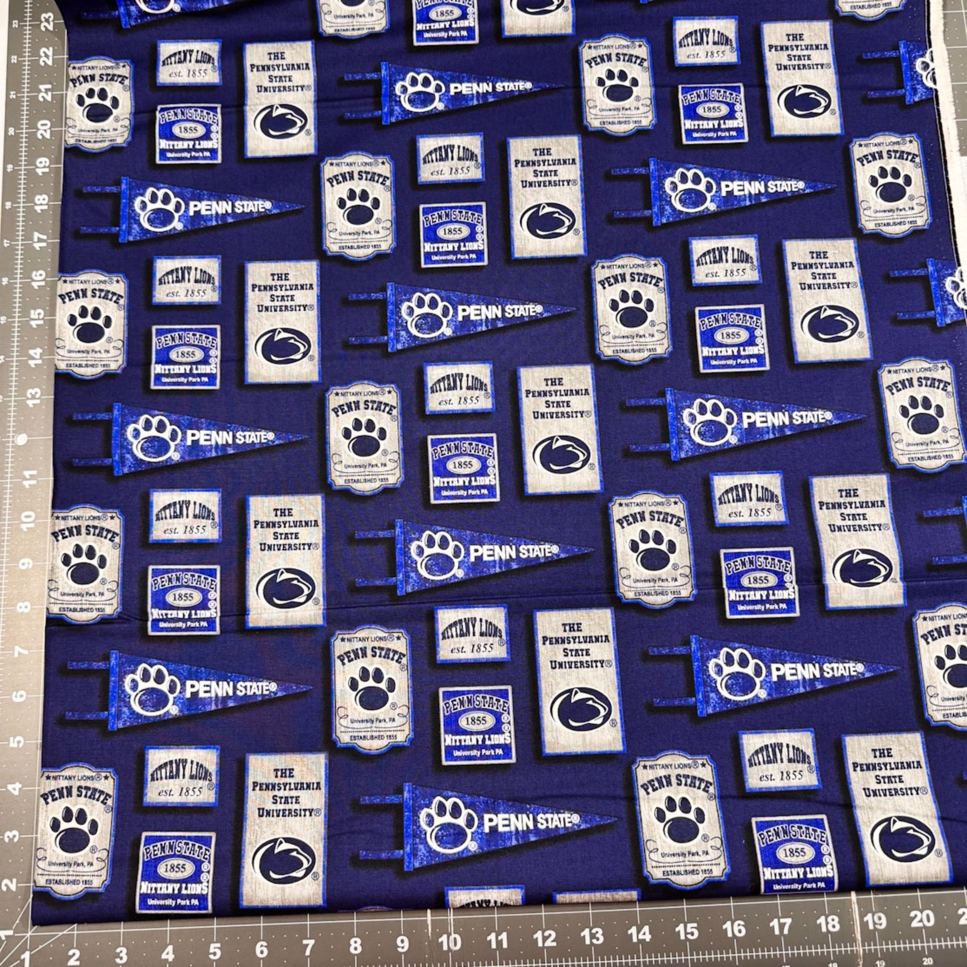 Penn State University fabric Pennant PENN - 1267 PSU cotton fabric - Mary Jo Fabrics