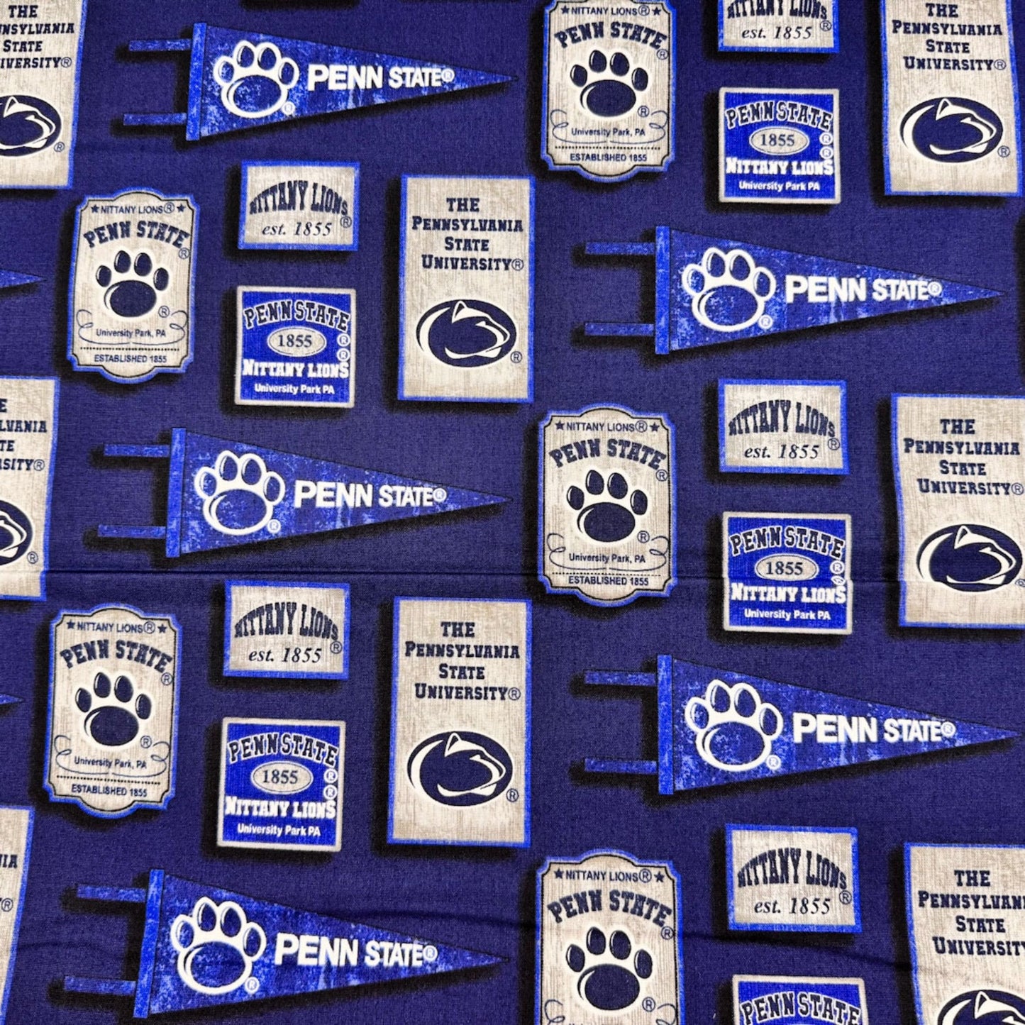 Penn State Quilt Cotton fabric Pennant PENN - 1267 PSU fabric - Mary Jo Fabrics