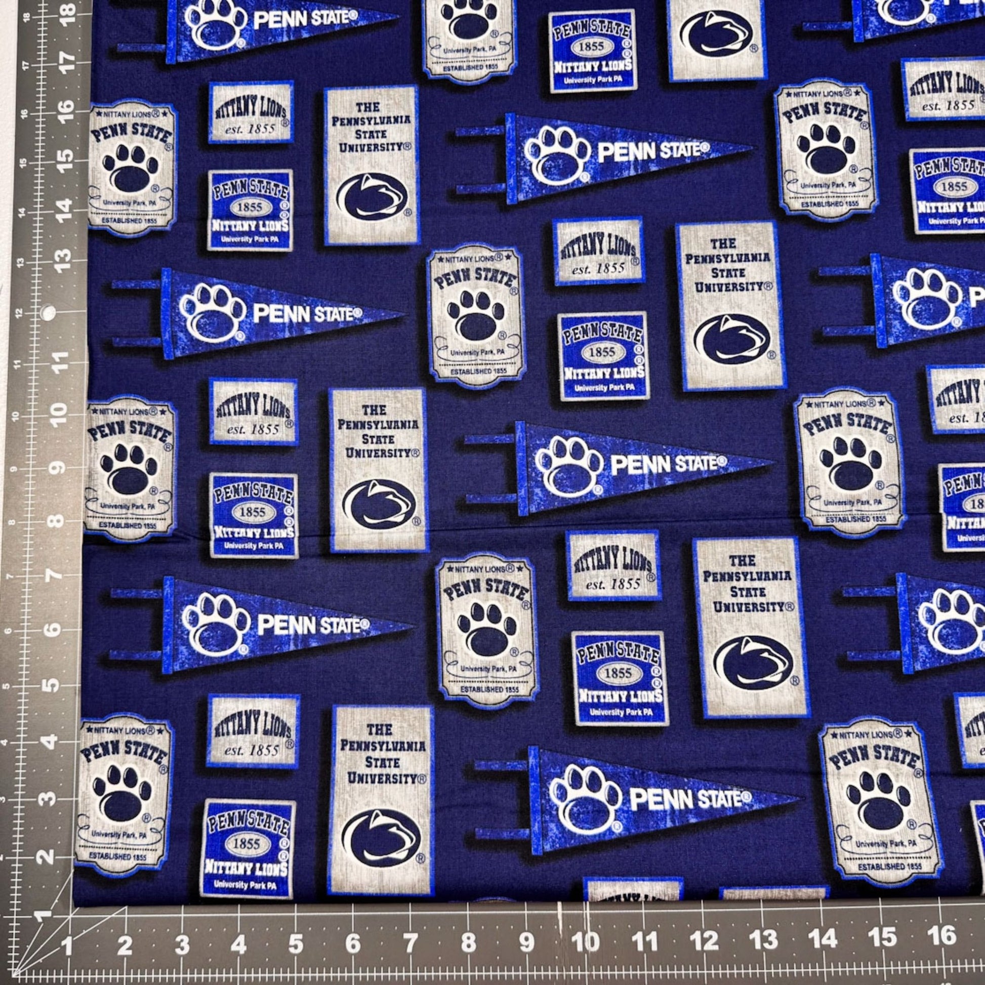 Penn State quilt fabric Pennant PENN - 1267 Nittany Lions quilting fabric - Mary Jo Fabrics