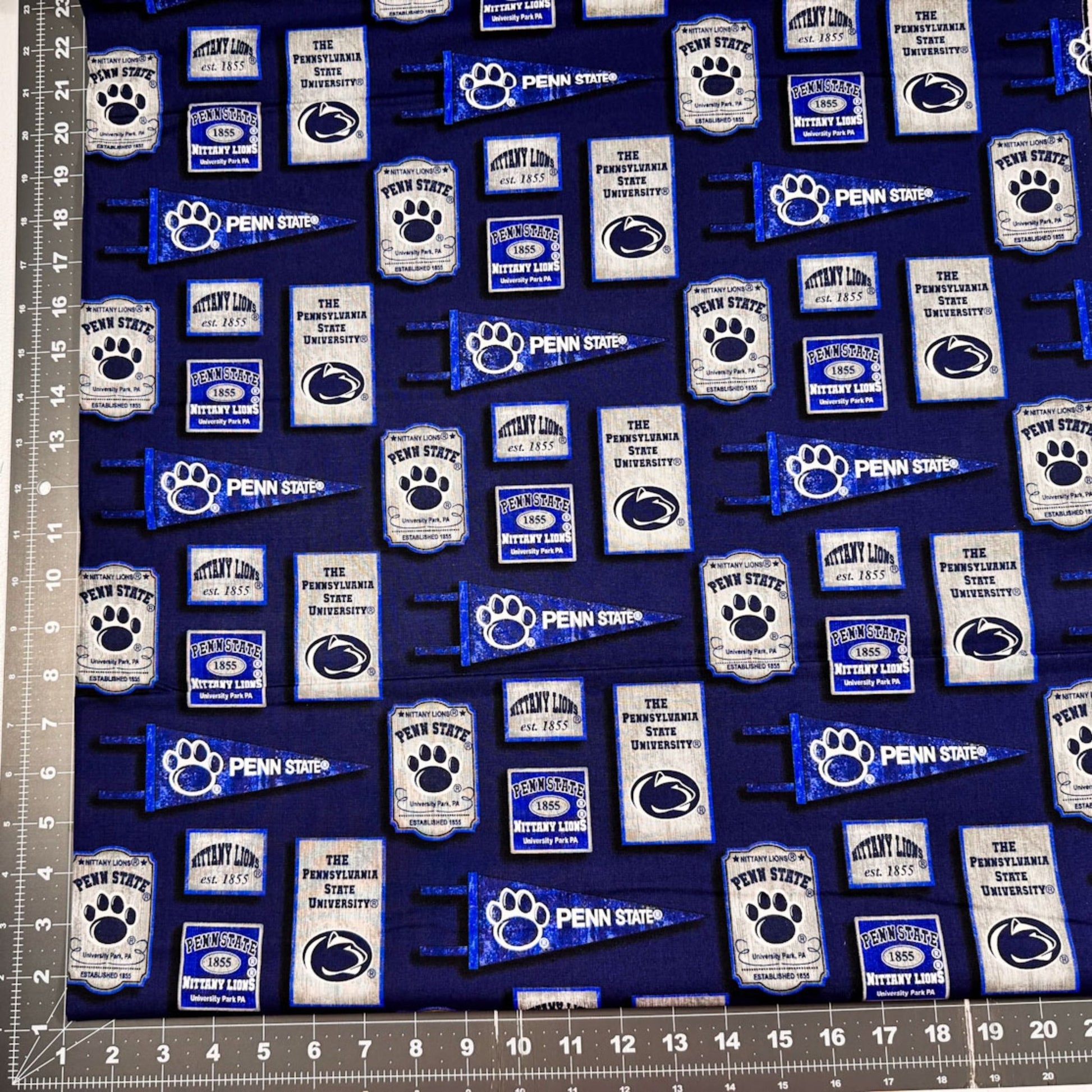 Penn State quilting fabric Pennant PENN - 1267 PSU cotton fabric - Mary Jo Fabrics