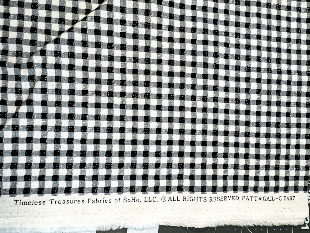 Piano Check fabric C5497 black and white gingham cotton fabric - Mary Jo Fabrics