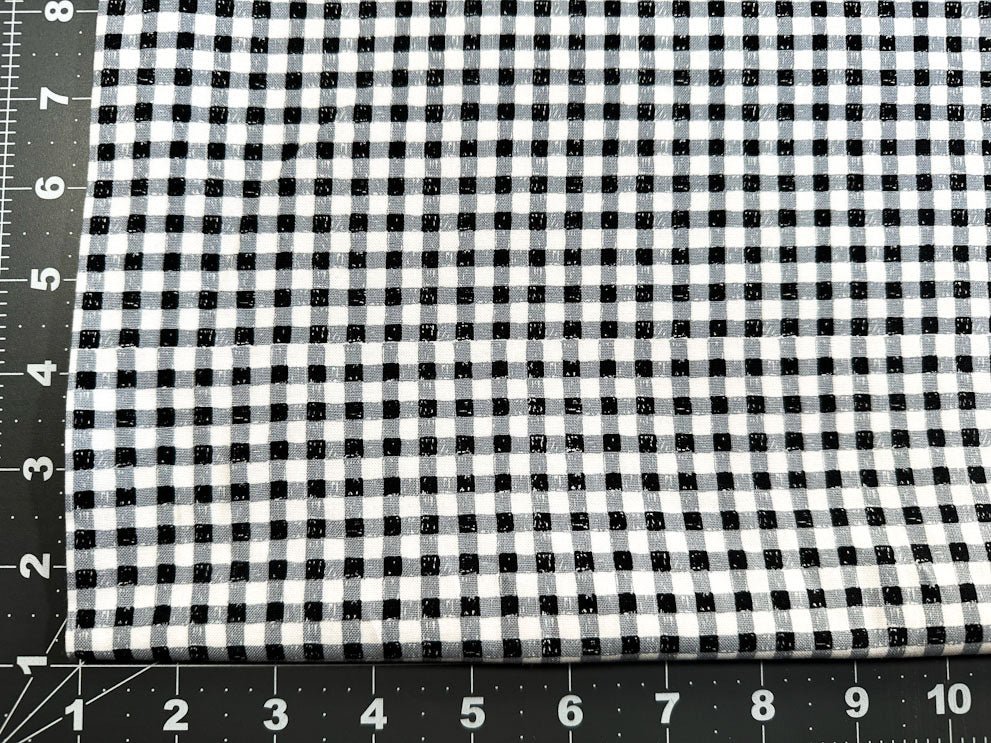 Piano Check fabric C5497 black and white gingham cotton fabric - Mary Jo Fabrics