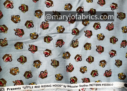 Picnic baskets and Apples Cotton Fabric 50300 - 2 Blue - Mary Jo Fabrics