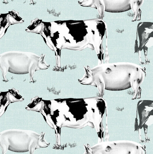 Pigs and Cows cotton fabric 75792 Farm cotton fabric - Mary Jo Fabrics