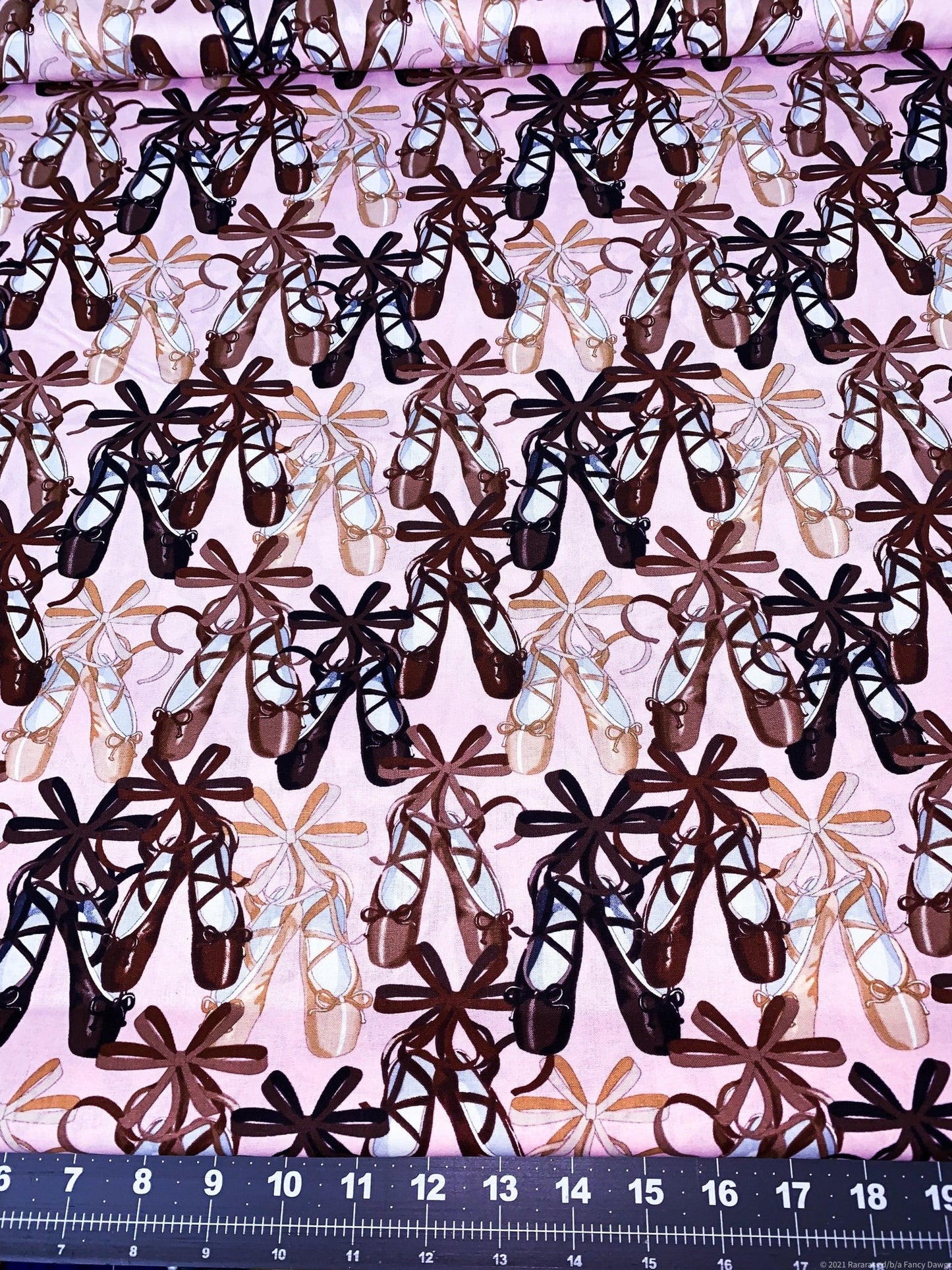 Pink Ballet fabric All over Ballet Shoes fabric - Mary Jo Fabrics