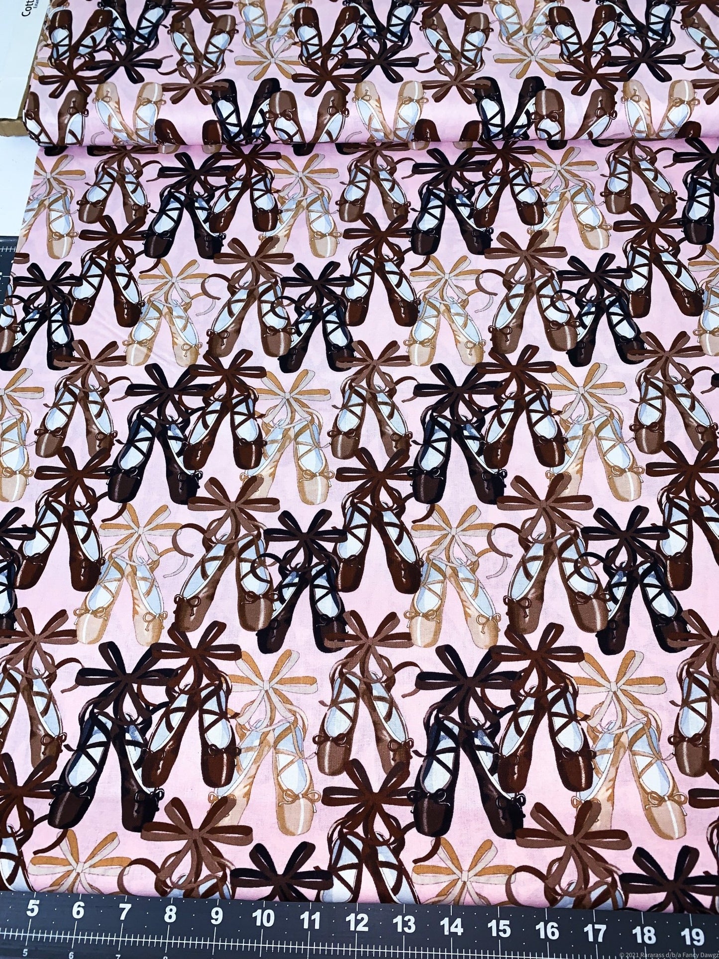 Pink Ballet fabric All over Ballet Shoes fabric - Mary Jo Fabrics