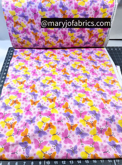 Pink Butterfly FLANNEL 0986 - 22 Butterflies - Mary Jo Fabrics