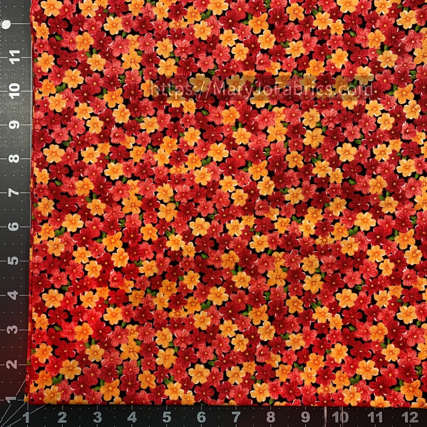 Pink Calico floral fabric 18388 Pink Orange Flower - Mary Jo Fabrics