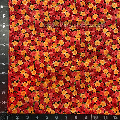 Pink Calico floral fabric 18388 Pink Orange Flower - Mary Jo Fabrics