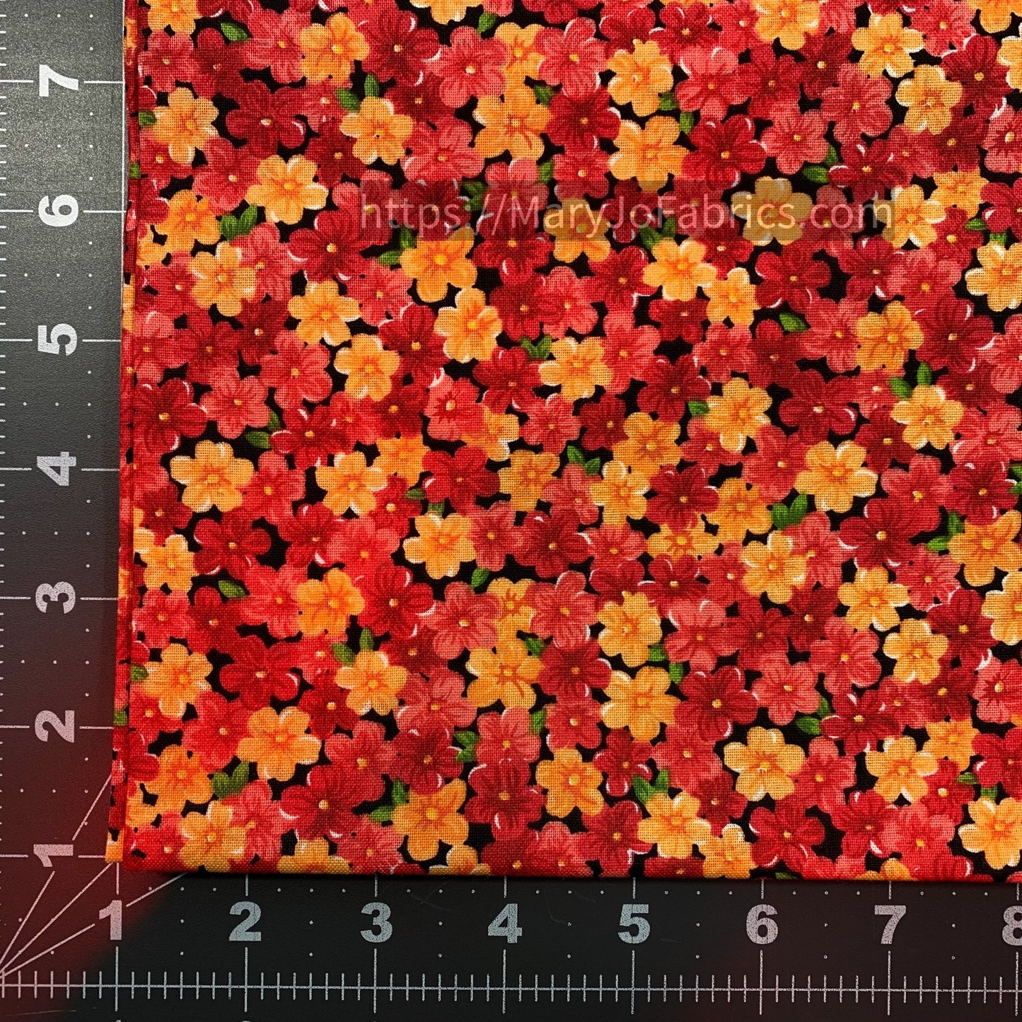 Pink Calico floral fabric 18388 Pink Orange Flower - Mary Jo Fabrics