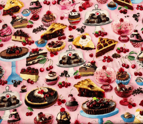 Pink Cherry Delight Fabric 14310 Chocolate Cotton fabric - Mary Jo Fabrics