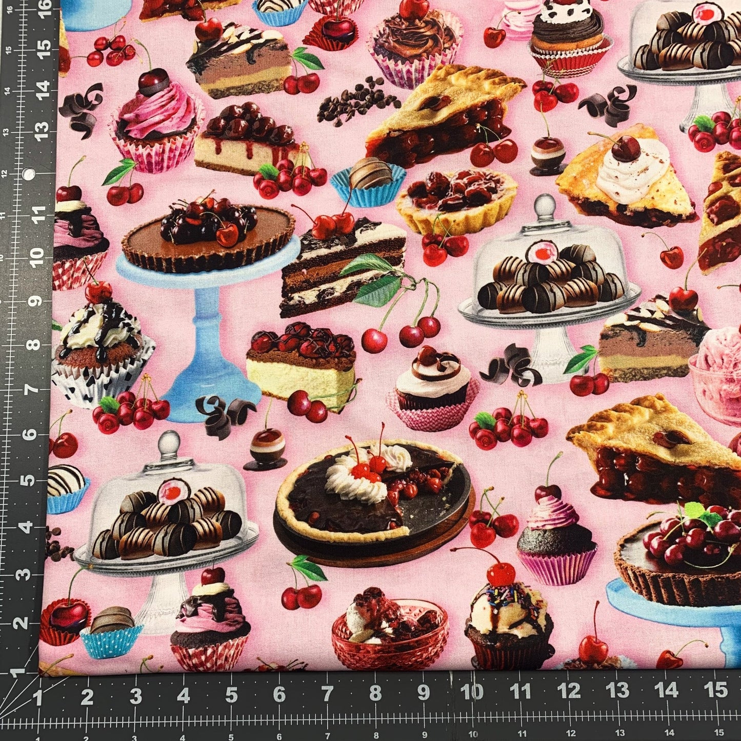 Pink Cherry Delight Fabric 14310 Chocolate Cotton fabric - Mary Jo Fabrics