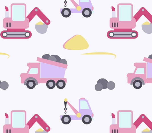 Pink Construction Bulldozer Truck FLANNEL DX - 5338 Baby Flannel - Mary Jo Fabrics