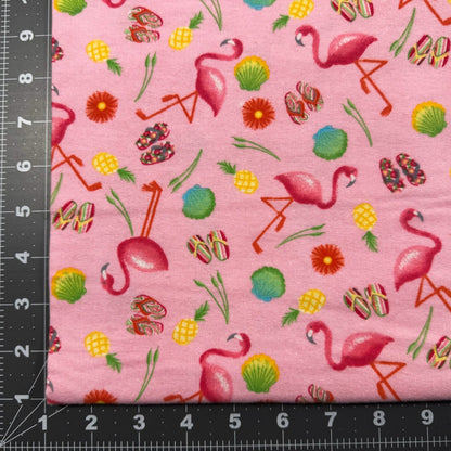 Pink Flamingo FLANNEL fabric 1034 - 22 Flip Flop - Mary Jo Fabrics