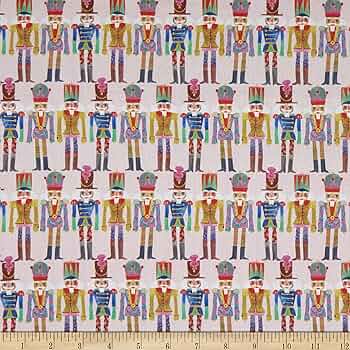 Pink Nutcrackers fabric Christmas cotton fabric - Mary Jo Fabrics