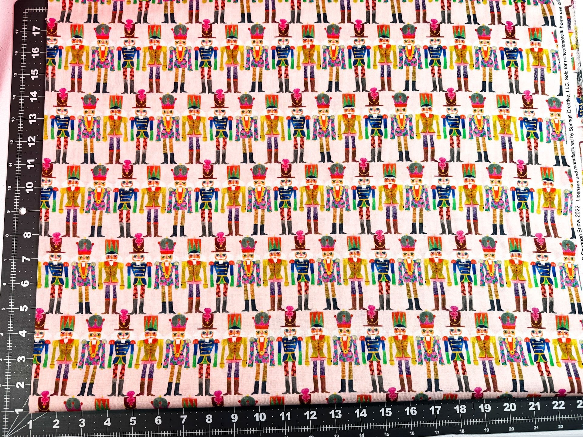 Pink Nutcrackers fabric Christmas cotton fabric - Mary Jo Fabrics