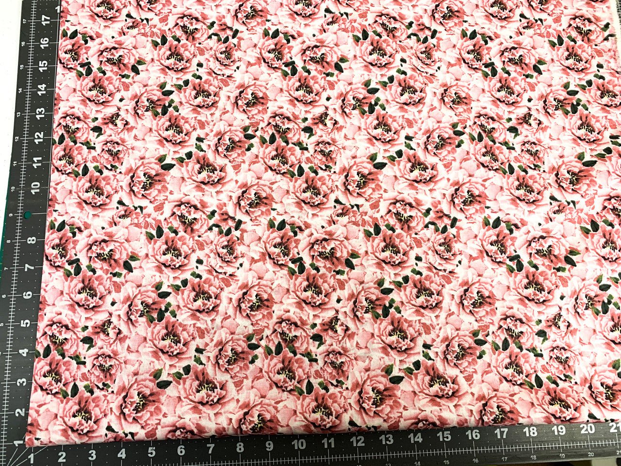 Pink Peonies fabric 55028C pink floral cotton fabric - Mary Jo Fabrics