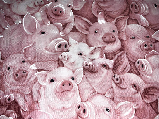 Pink pig fabric C8063 pigs cotton fabric - Mary Jo Fabrics