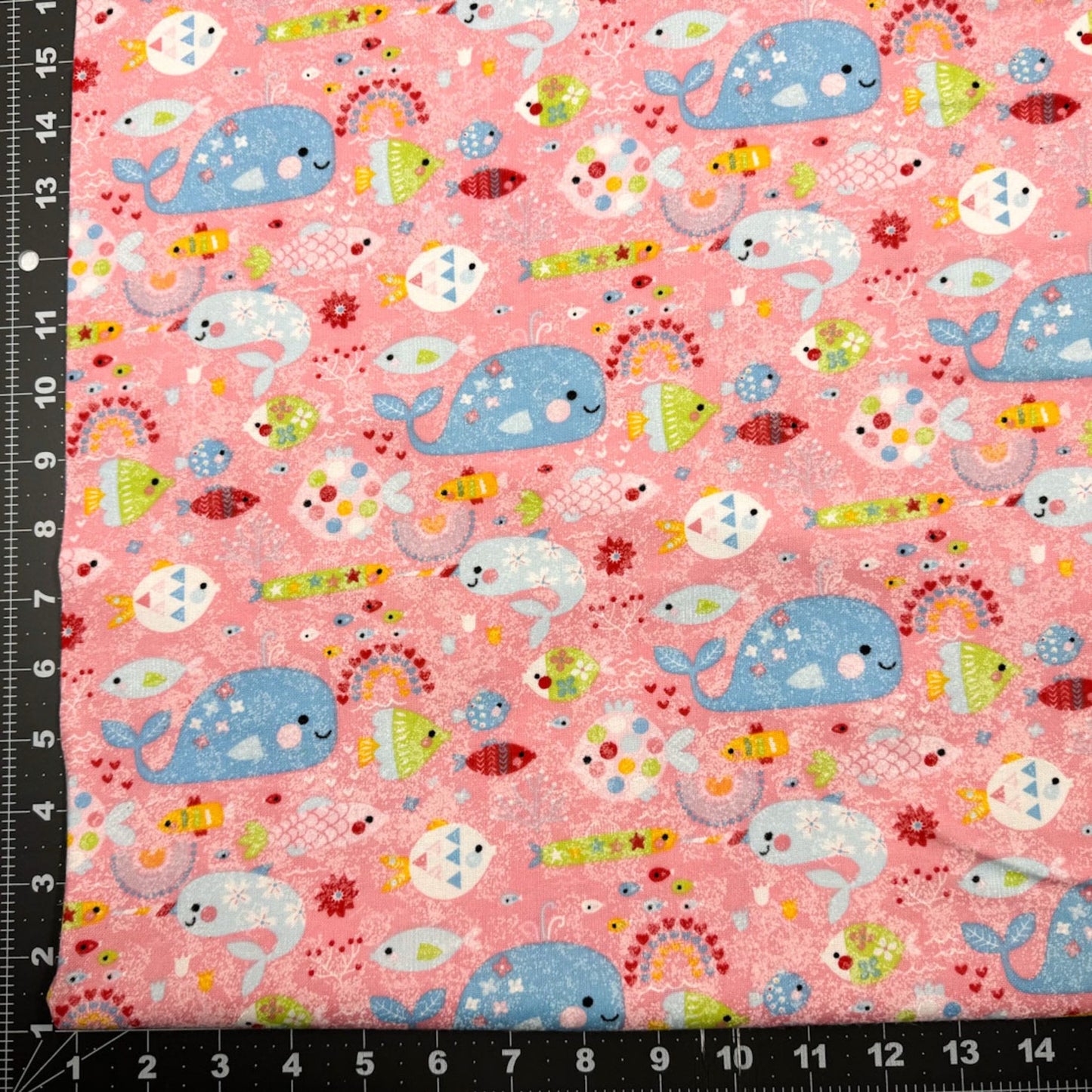 Pink Rainbow Fish FLANNEL 44 - 7441 Ocean Cotton Flannel - Mary Jo Fabrics