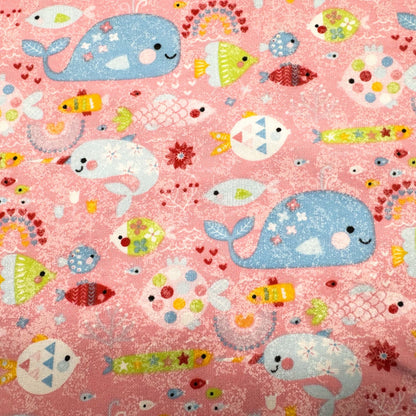 Pink Rainbow Fish FLANNEL 44 - 7441 Ocean Cotton Flannel - Mary Jo Fabrics